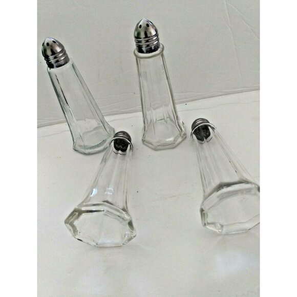 Vintage Diner Style Glass Salt and Pepper Shakers Stainless Steel Lids (2 sets) - Picture 5 of 11